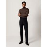 Reiss Caine Merino Wool Roll-Neck Jumper in Chocolate Brown