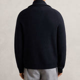 Reiss Cannon Shawl-Collar Cardigan With Wool in Navy