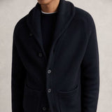 Reiss Cannon Shawl-Collar Cardigan With Wool in Navy