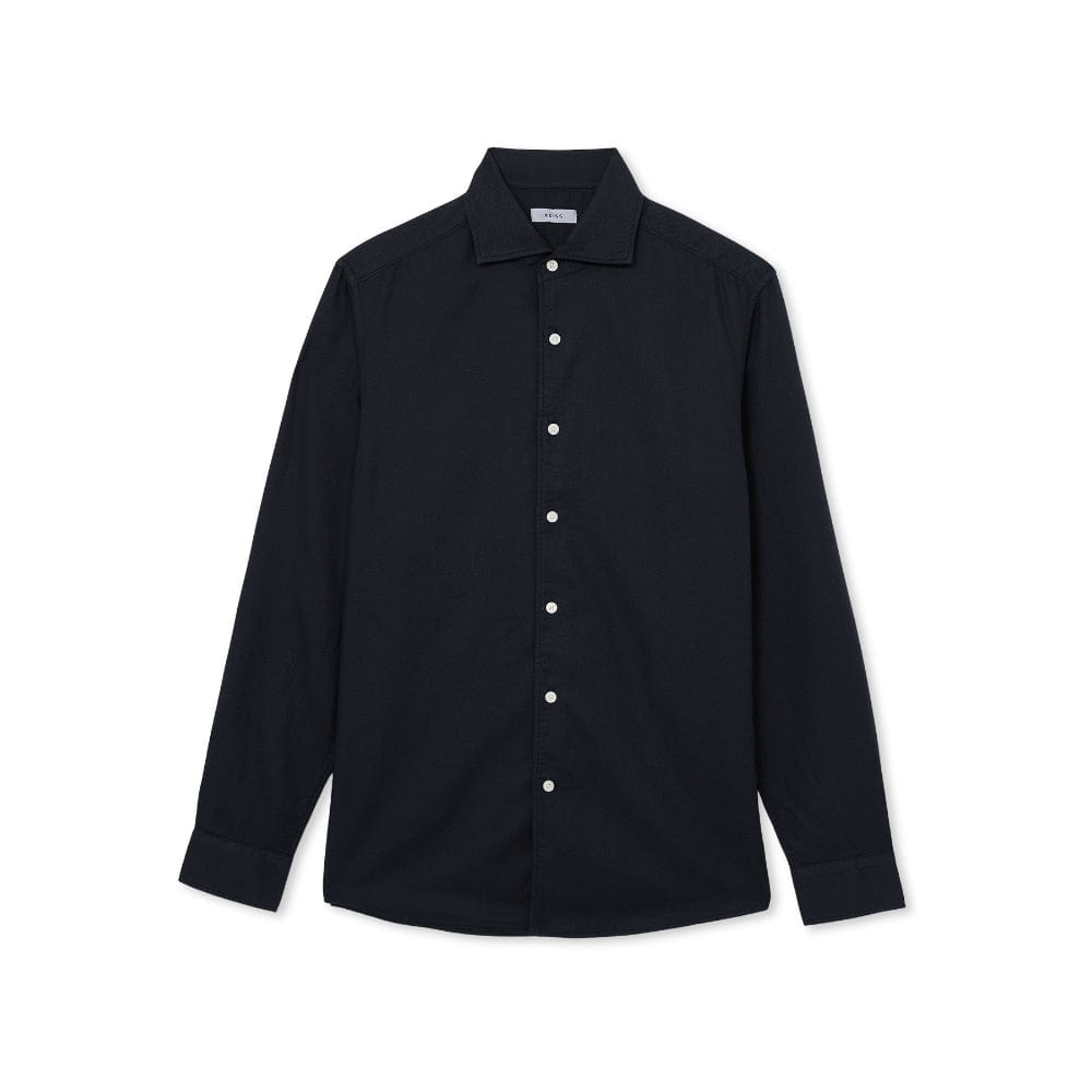 Reiss Carvalho Cotton-Piqué Garment-Dyed Shirt in Navy