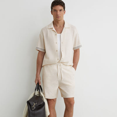 Reiss Crochet Shorts Off White