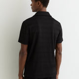 Reiss Cuban Shirt Short Sleeve Textured In Black