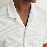 Reiss Cuban Short Sleeved Textured Wave Shirt Aleo White