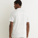 Reiss Cuban Short Sleeved Textured Wave Shirt Aleo White