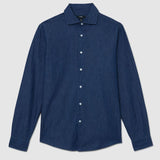 Reiss Don Chambray Long-Sleeve Slim-Fit Shirt Don In Dark Blue Wash