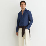 Reiss Don Chambray Long-Sleeve Slim-Fit Shirt Don In Dark Blue Wash