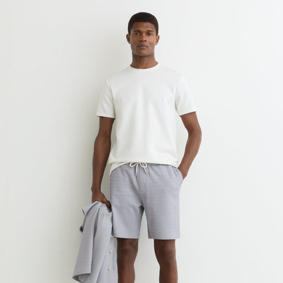 Reiss Drawstring Textured Jacquard Nicola Shorts In Soft Blue