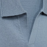 Reiss Duchie Merino Wool Open-Collar Polo Shirt In Blue