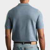 Reiss Duchie Merino Wool Open-Collar Polo Shirt In Blue