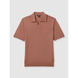 Reiss Duchie Merino Wool Open Collar Polo Shirt In Dusty Blush Pink