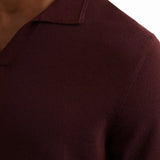 Reiss Duchie Merino Wool Open Collar Polo Shirt In Port Red