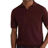Reiss Duchie Merino Wool Open Collar Polo Shirt In Port Red