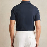 Reiss Earl Air-Water Cotton Polo Shirt in Navy