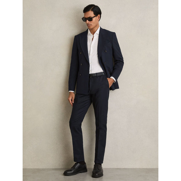 Reiss Eastbury Slim Fit Cotton Blend Chinos in Navy