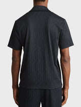 Reiss Elio Wave-Jacquard Cuban-Collar Shirt In Navy