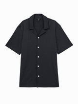 Reiss Elio Wave-Jacquard Cuban-Collar Shirt In Navy