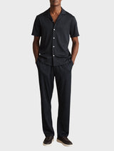 Reiss Elio Wave-Jacquard Cuban-Collar Shirt In Navy