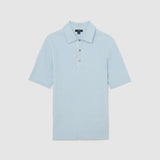 Reiss Era Textured-Knit Half-Button Polo Shirt in Soft Blue