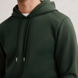 Reiss Fabien Premium Interlock-Jersey Hoodie in Dark Sage Green