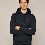 Reiss Fabien Premium Interlock-Jersey Hoodie in Navy Blue