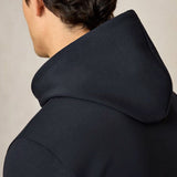 Reiss Fabien Premium Interlock-Jersey Hoodie in Navy Blue