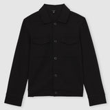 Reiss Finley Twill Twin-Pocket Overshirt in Black