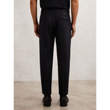 Reiss Flush Wool-Blend Slim-Fit Cuffed Trousers in Navy