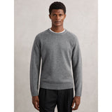 Reiss Foulton Wool-Cashmere Reverse-Seam Jumper in Mid Grey Melange