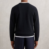 Reiss Foulton Wool-Cashmere Reverse-Seam Jumper in Navy
