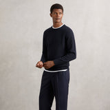 Reiss Foulton Wool-Cashmere Reverse-Seam Jumper in Navy