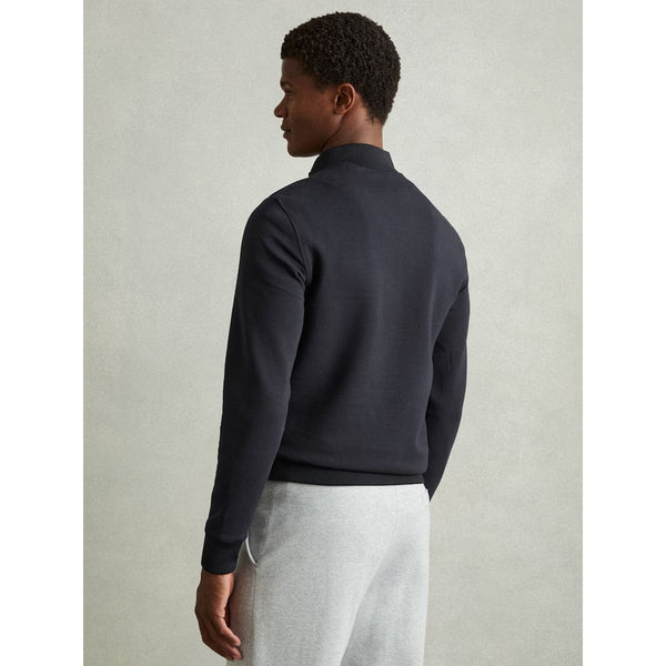 Reiss Freddie Hybrid Quilt and Interlock Jersey Zip-Through Jacket in Navy