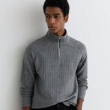 Reiss Funnel Textured Jumper Grey Melange