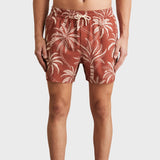 Reiss Ganetti Palm Print Swim Shorts in Brick Red/White