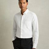 Reiss Greenwich Slim-Fit Button-Down Collar Cotton Oxford Shirt in White