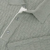 Reiss Half Button Textured Polo Shirt Soft Sage