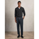 Reiss Hamilton Wool Waffle-Knit Half-Zip Polo Shirt In Charcoal Grey