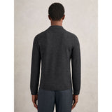 Reiss Hamilton Wool Waffle-Knit Half-Zip Polo Shirt In Charcoal Grey