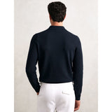 Reiss Hamilton Wool Waffle-Knit Half-Zip Polo Shirt in Navy