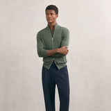 Reiss Hampshire Merino Wool Zip-Through Cardigan in Kale Green