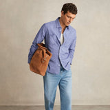 Reiss Hendrixon Cotton-Poplin Stripe Twin-Pocket Shirt in Blue/White