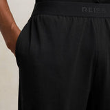Reiss Hugo Cotton Jersey Logo-Waistband Joggers with Stretch in Black