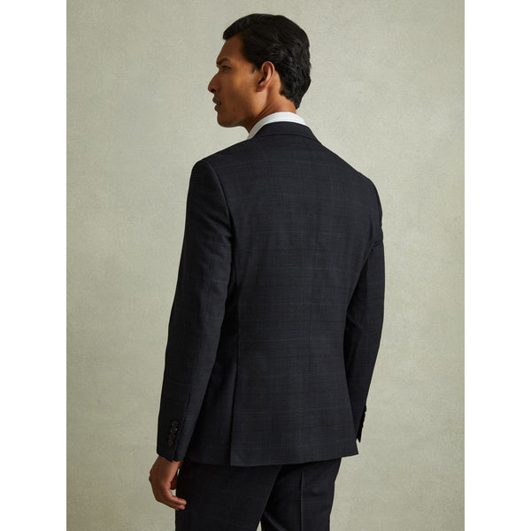 Reiss Jacob Wool-Blend Prince of Wales Check Single-Breasted Blazer Tailored-Fit in Navy