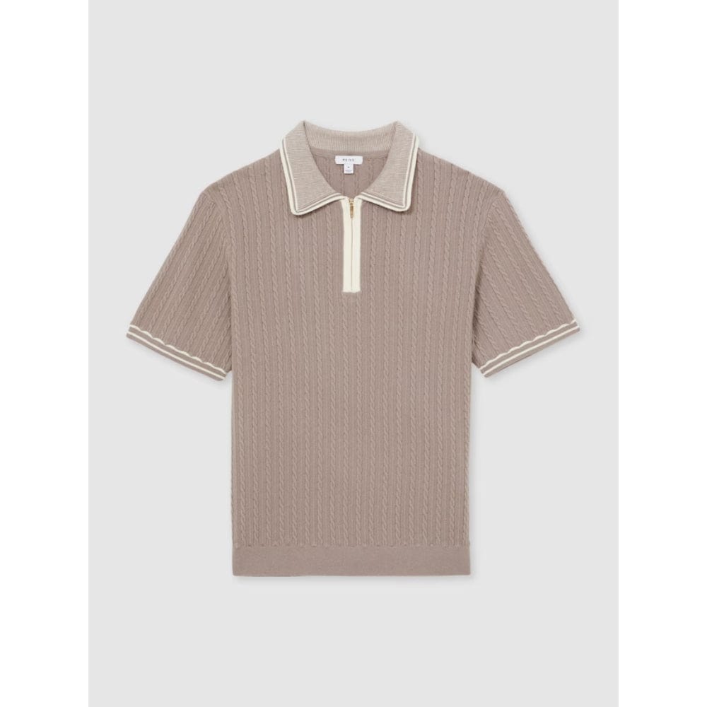 トップス i SHII Clubman Polo BOSS - Zip-neck polo shirt with piqué weave - Light Blue