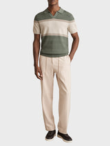 Reiss Jefferson Textured Knit Stripe Polo Shirt In Sage Green
