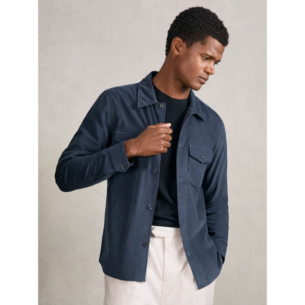 Reiss Kai Cotton Corduroy Twin-Pocket Overshirt in Airforce Blue