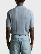 Reiss Kansas Textured-Stripe Knitted Polo Shirt In Blue
