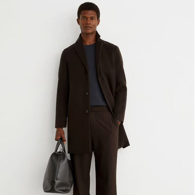Reiss Knight Wool-Blend Single-Breasted Epsom Coat In Dark Brown