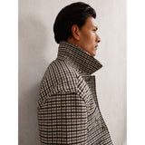 Reiss Liam Wool-Blend Houndstooth-Check Overshirt in Grey