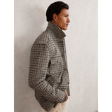 Reiss Liam Wool-Blend Houndstooth-Check Overshirt in Grey