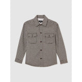Reiss Liam Wool-Blend Houndstooth-Check Overshirt in Grey